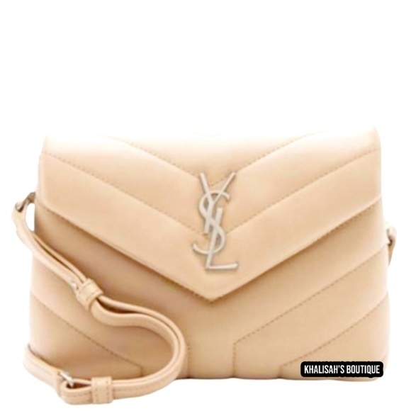 Authentic YSL Saint Laurent LOULOU TOY STRAP BAG IN MATELASSÉ "Y" LEATHER  Beige - Picture 3 of 17